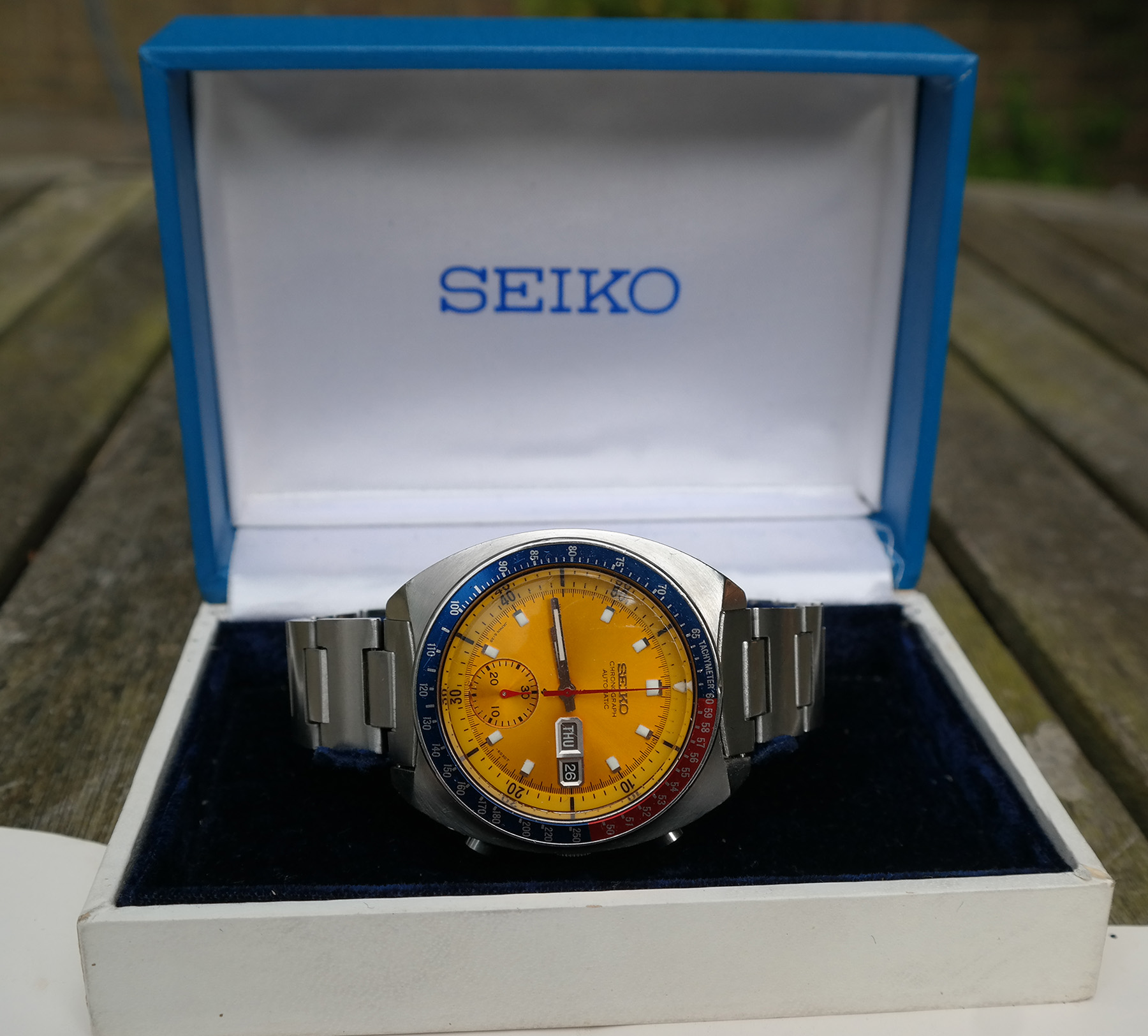 Stunning 1971, Seiko 6139-6002 Pogue, original with exceptionally rare box  and full papers — Retro Wrist Wear