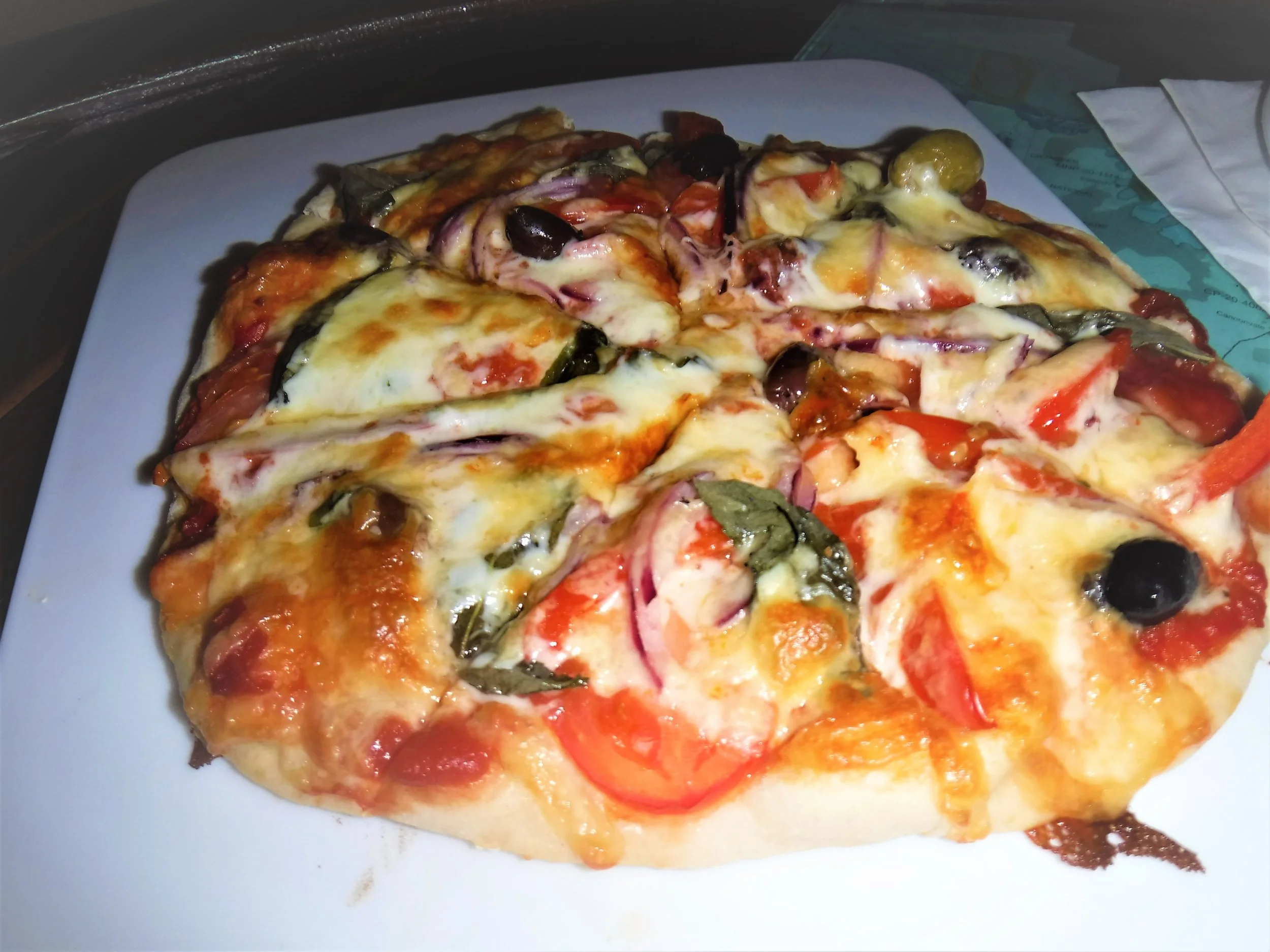 No dial a pizza at sea...but, who cares!