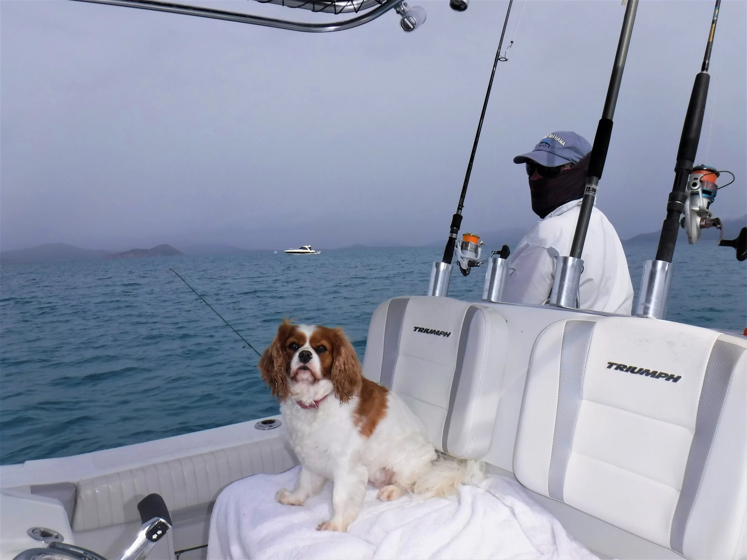 OK Dad, lets go fishing.....our "RV" in the background.