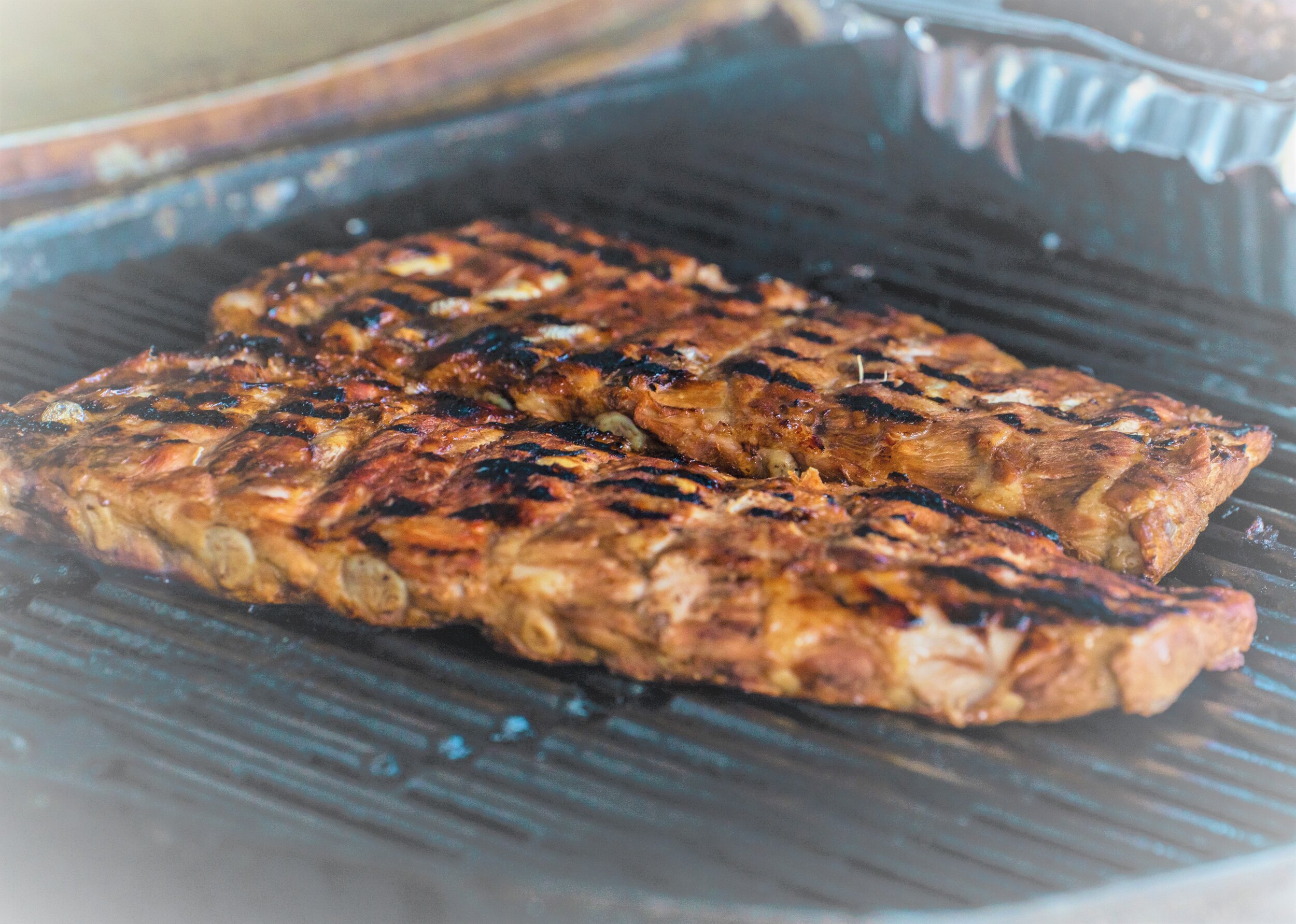 Sticky BBQ'd pork ribs