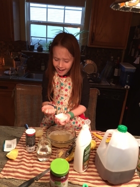 one of Addi's kitchen "experiment" she was dissecting a lemon she said :) 