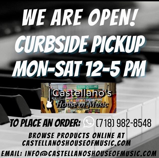 We can&rsquo;t wait til we can welcome you back into the store! For now we are available for curbside pickup or repair drop offs at our Richmond Avenue location. Stuck at home....We offer free delivery on Staten Island Mon-Sat. #castellanoshouseofmus