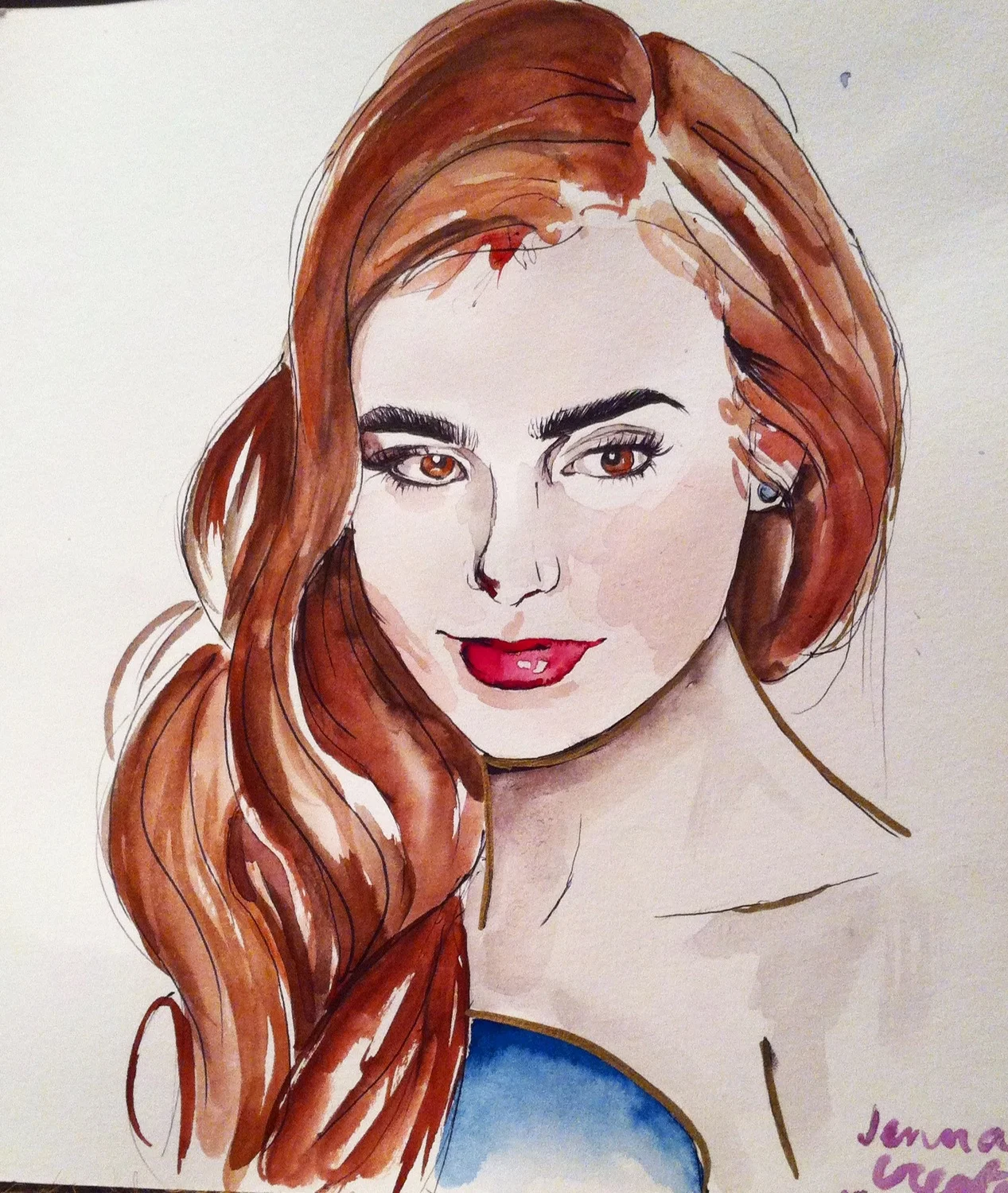 Lovely Lily. Watercolor and Ink on Watercolor paper