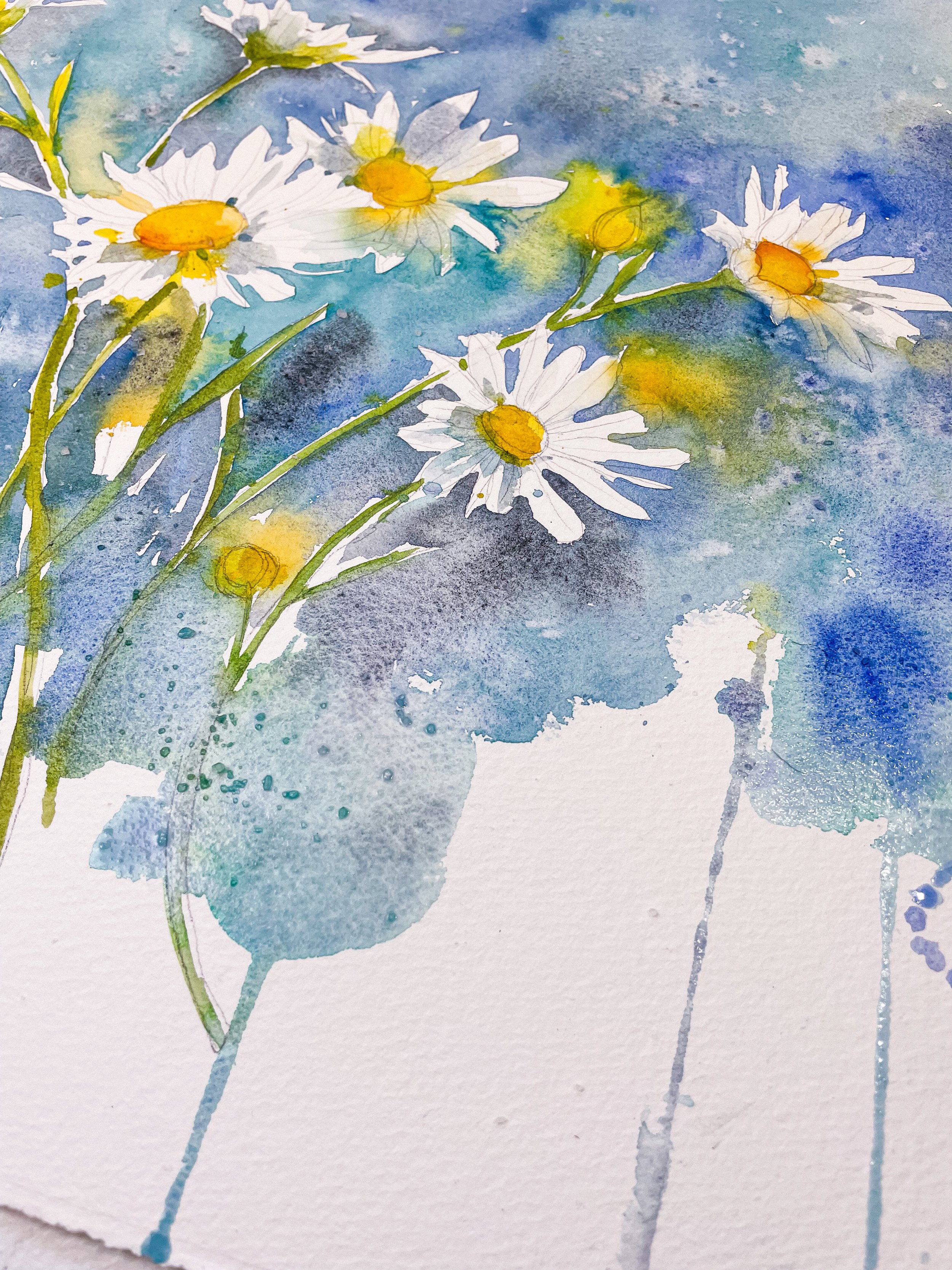 Intro to watercolor (Daisies) - Renton