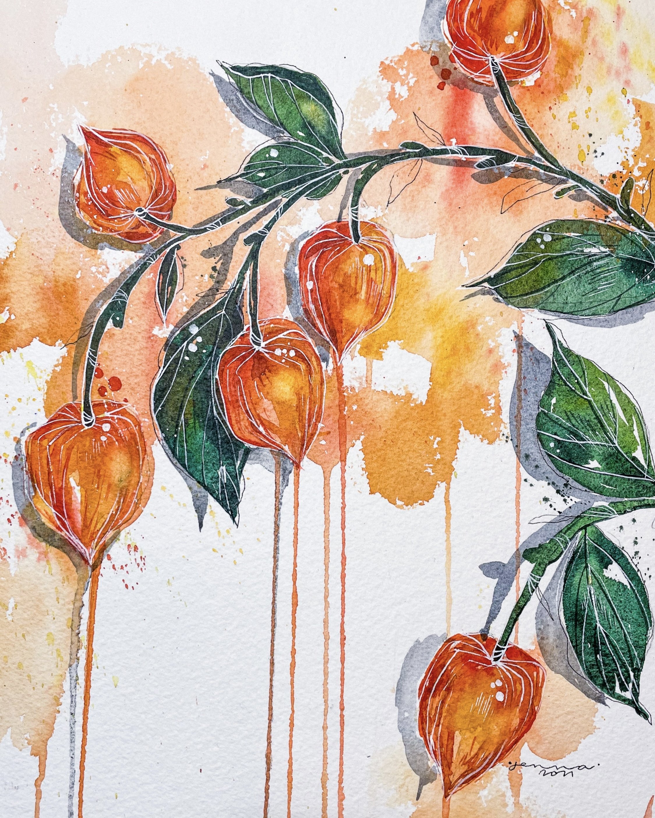 Chinese Lanterns in Watercolor - RENTON (11/13)