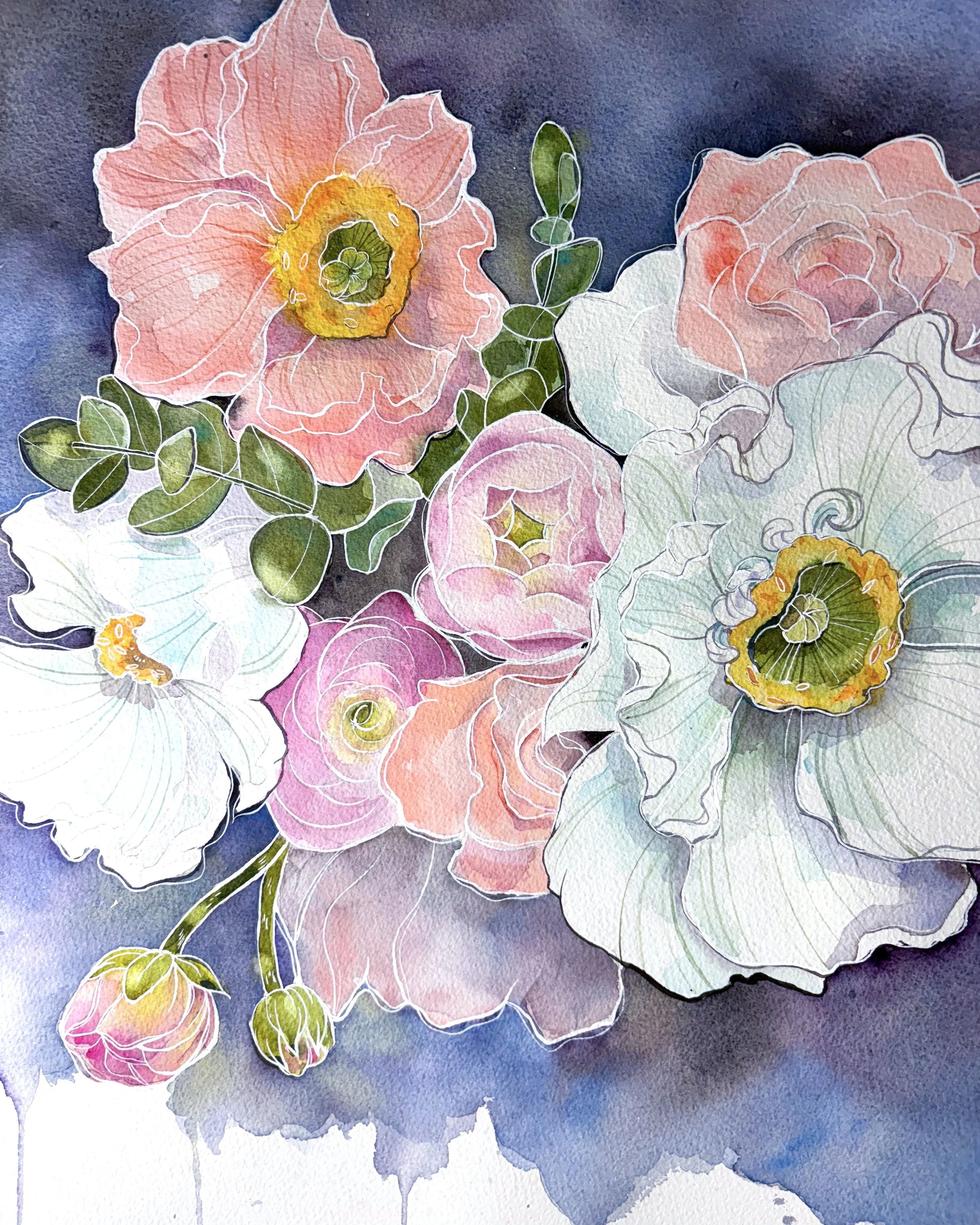 Poppies & Eucalyptus - PRINT