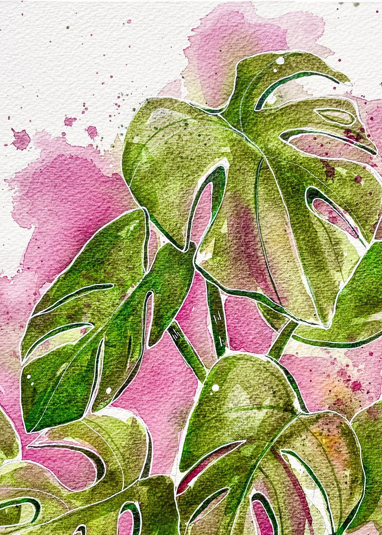 Monstera in Pink - PRINT