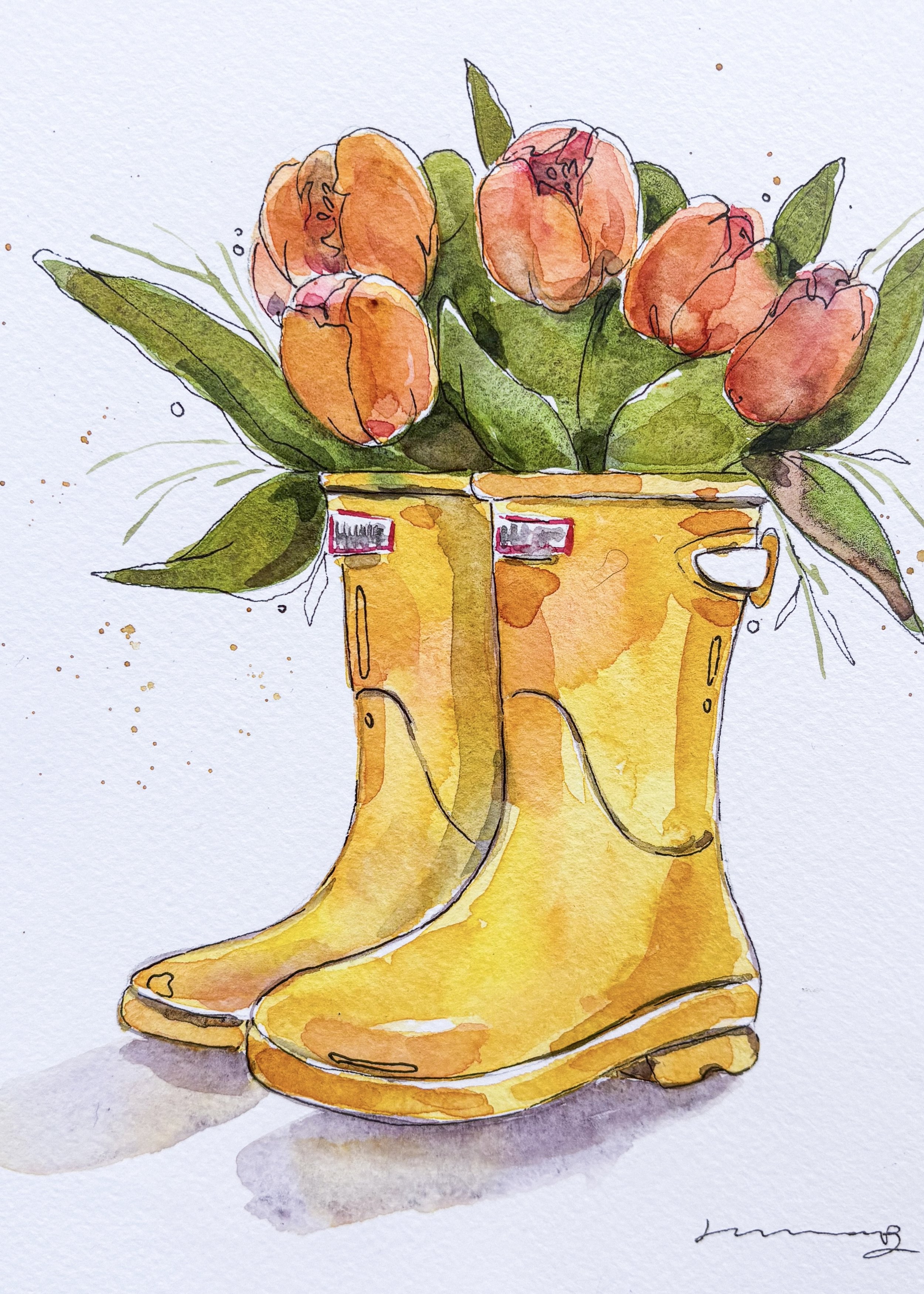 Tulips in Hunter Boots  - PRINT