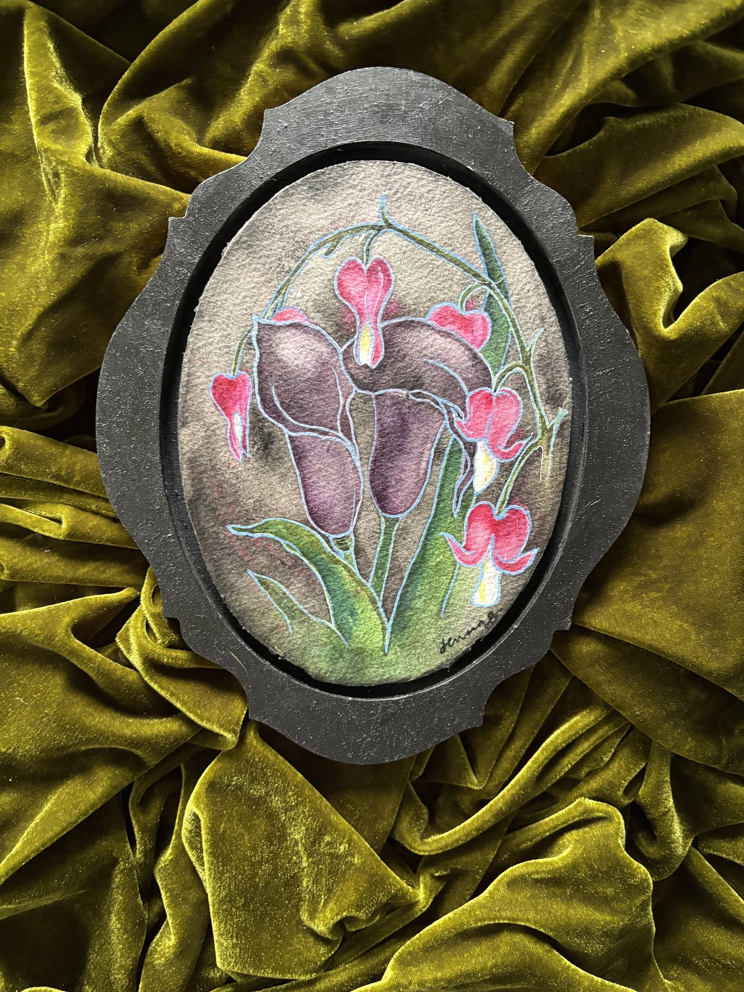 “Calla Lily with Bleeding Hearts”