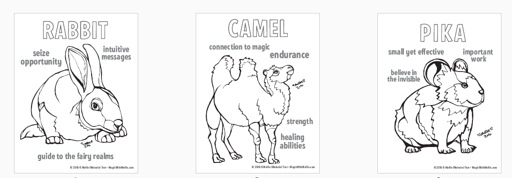 Spirit Animals - 12 page original illustrations coloring book - preview