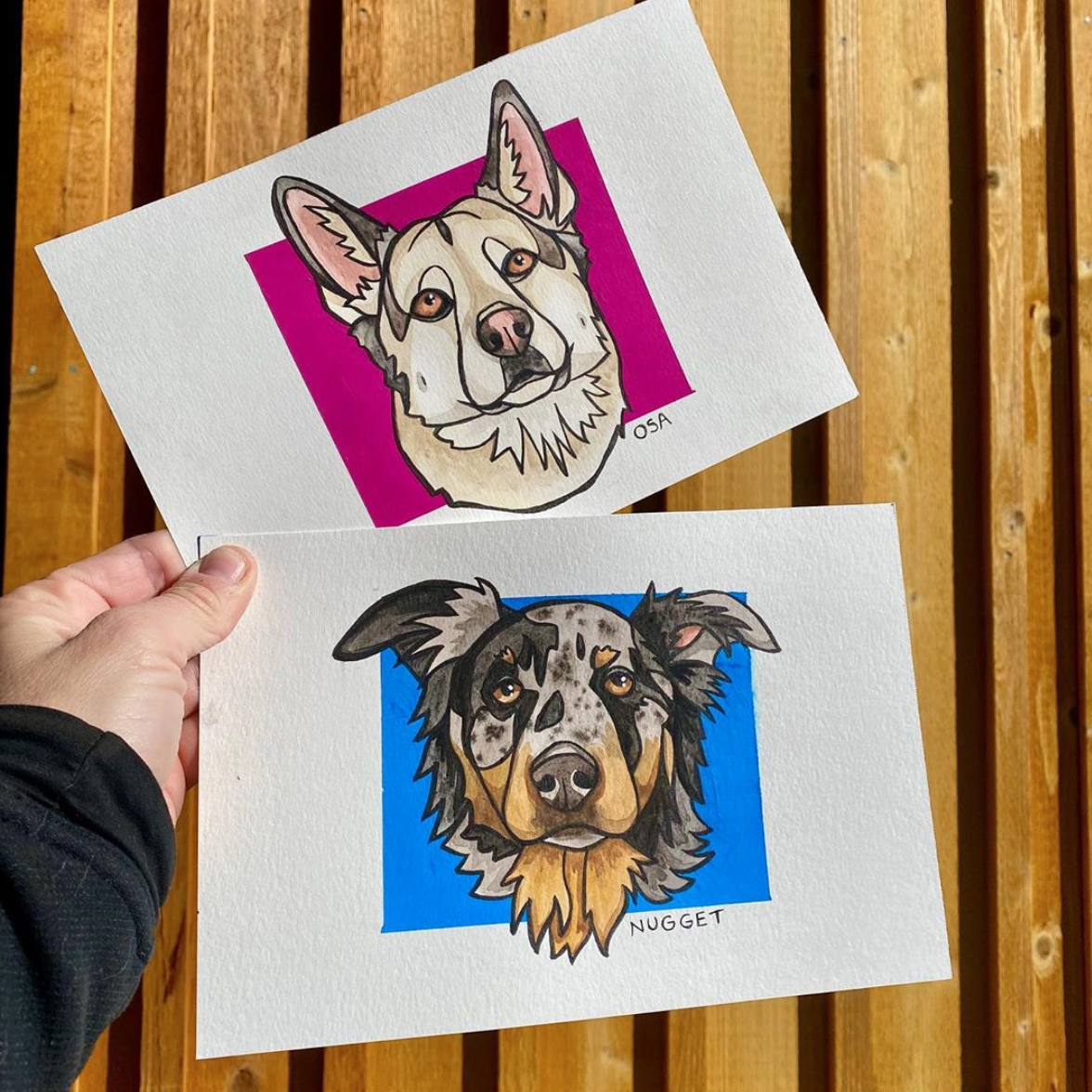 Osa and Nugget: Custom Dog Portraits