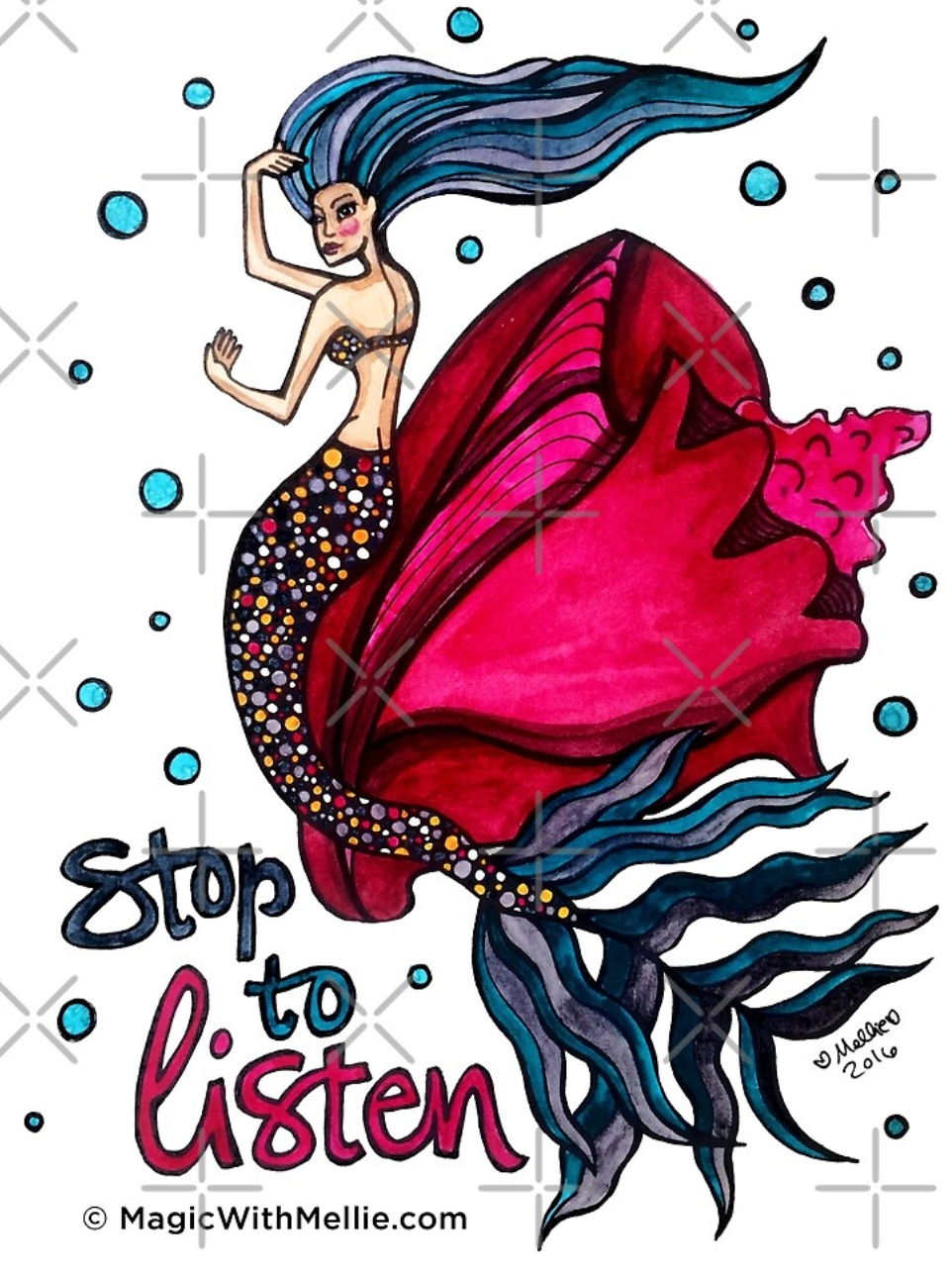Animals of Inspiration: Stop to Listen: Mermaid Mantra Illustration