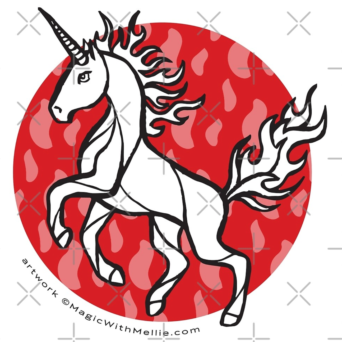 Inktober Unicorn: Fire Unicorn with Flames