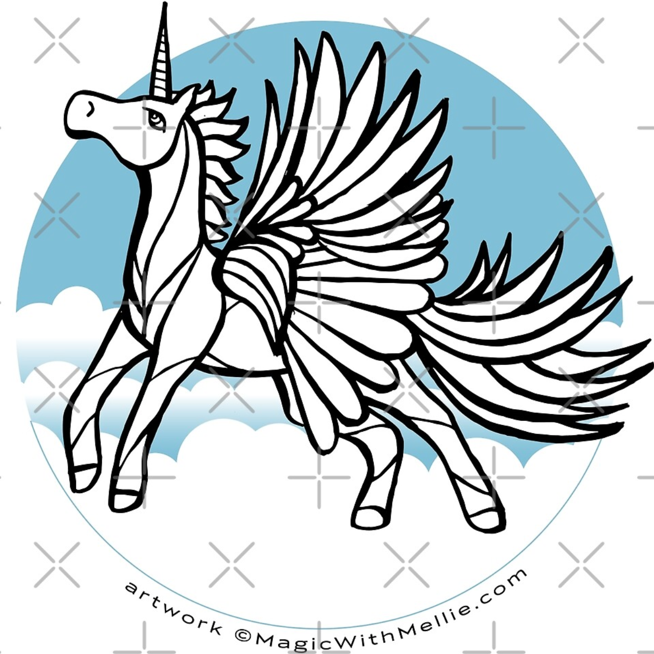 Inktober Unicorn: Sky Blue