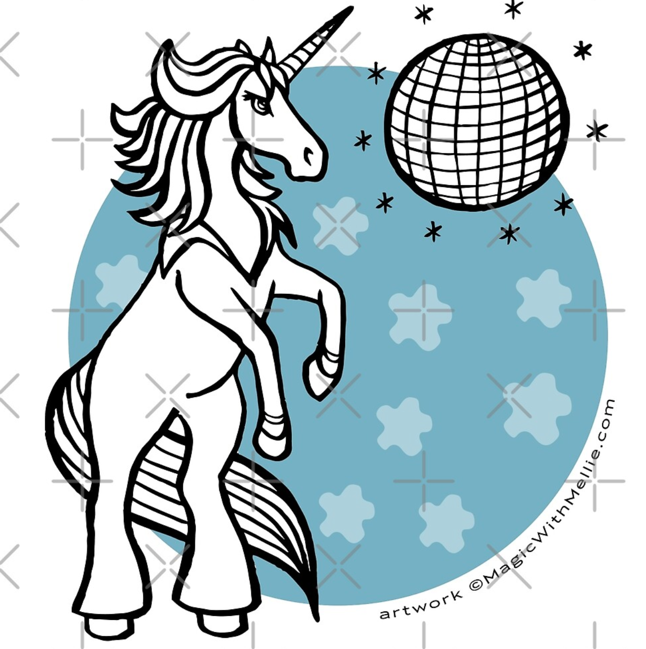 Inktober Unicorn: 70's Disco