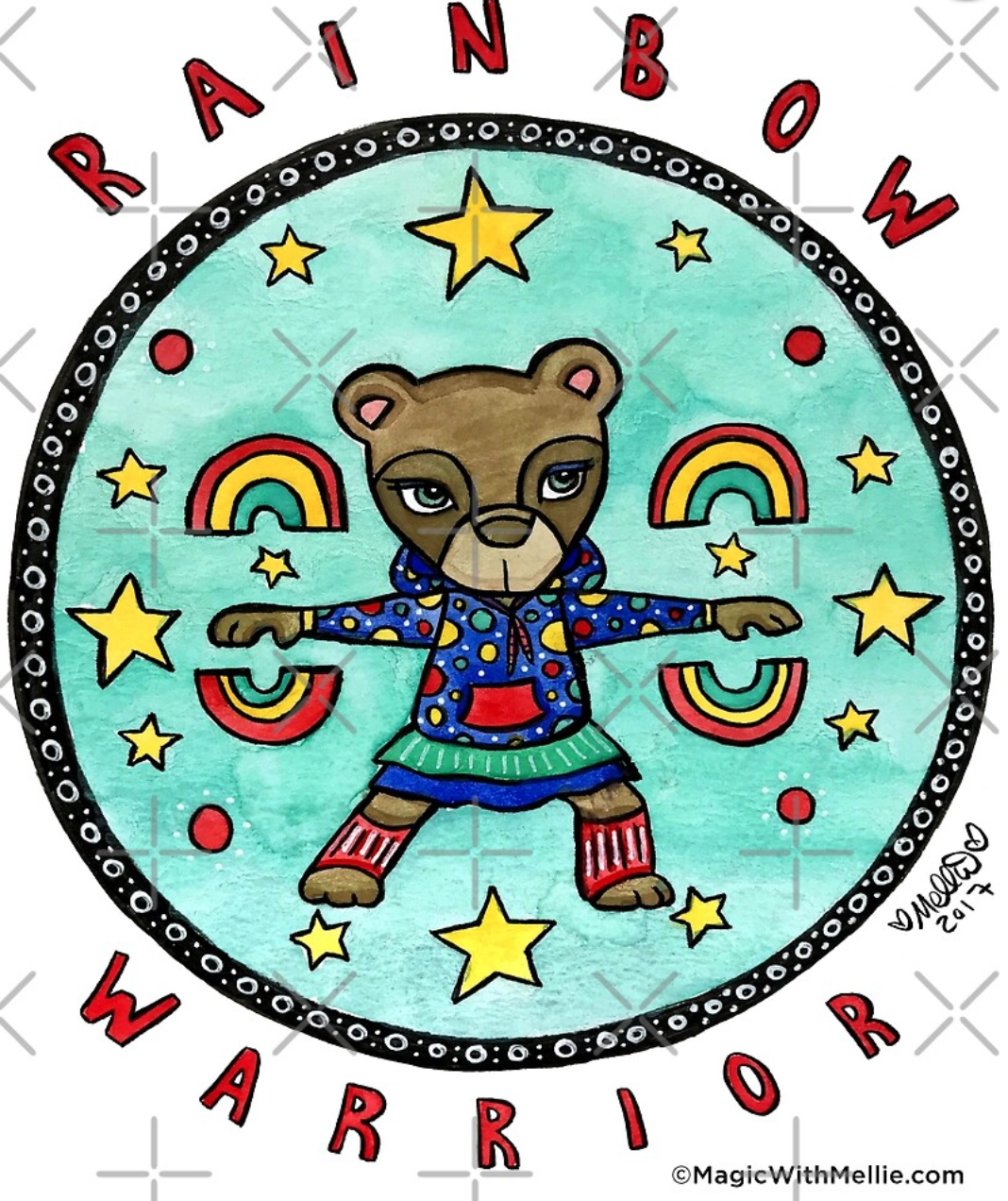 Animals of Inspiration: Rainbow Warrior: Yoga Bear Illustration