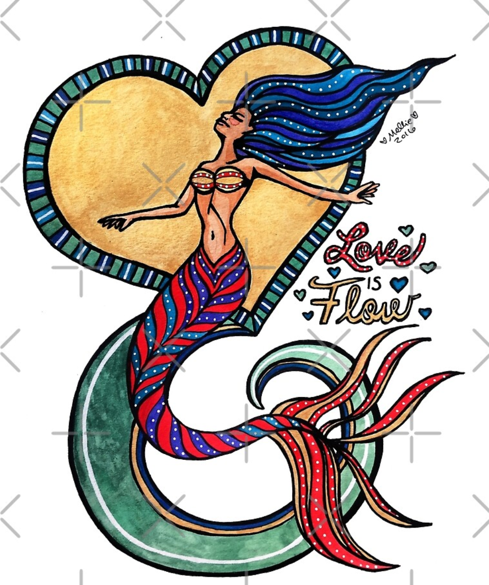 Animals of Inspiration: Love is Flow: Mermaid Mantra Illustration