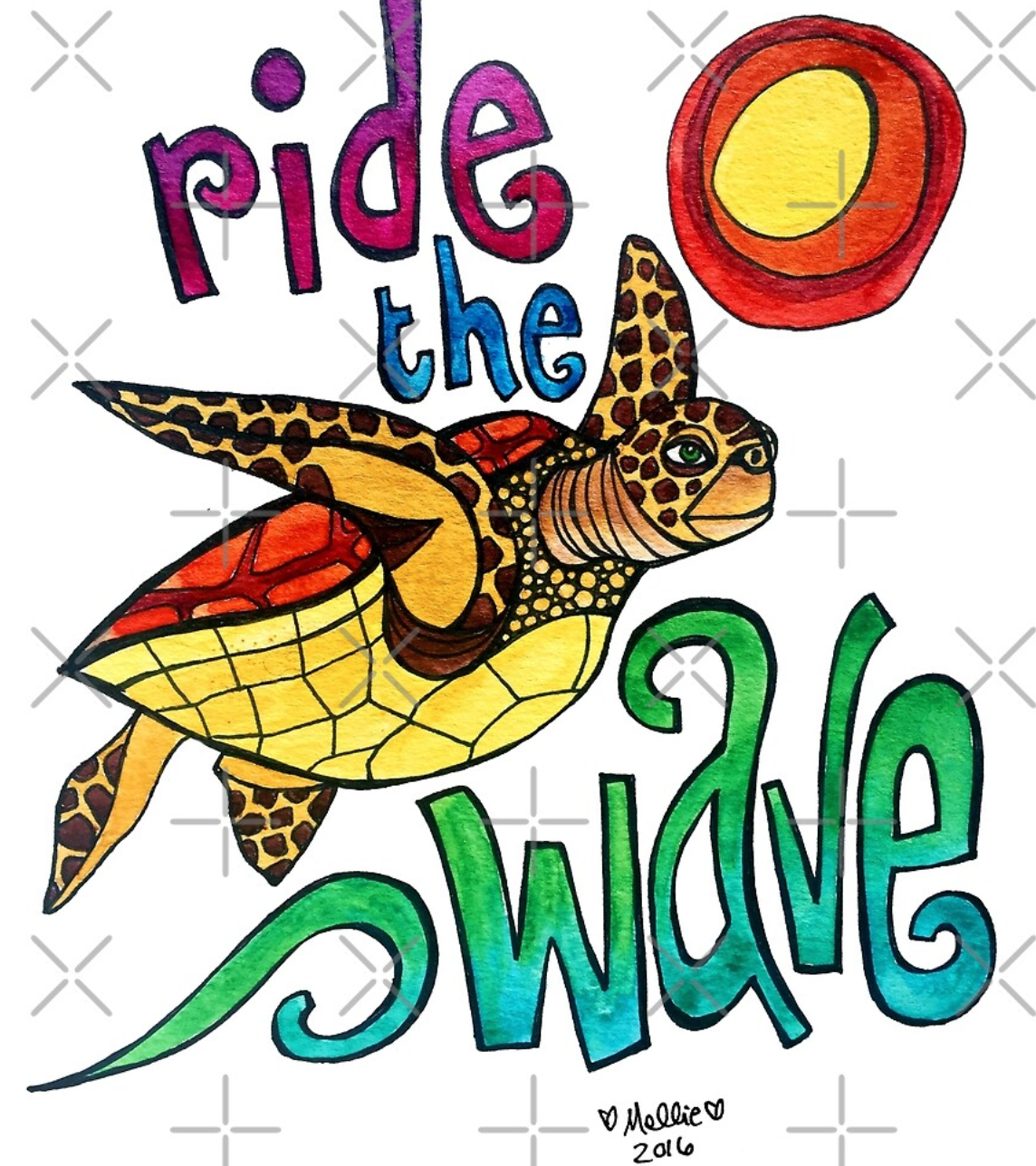 Animals of Inspiration: Ride the Wave: Sea Turtle Illustration