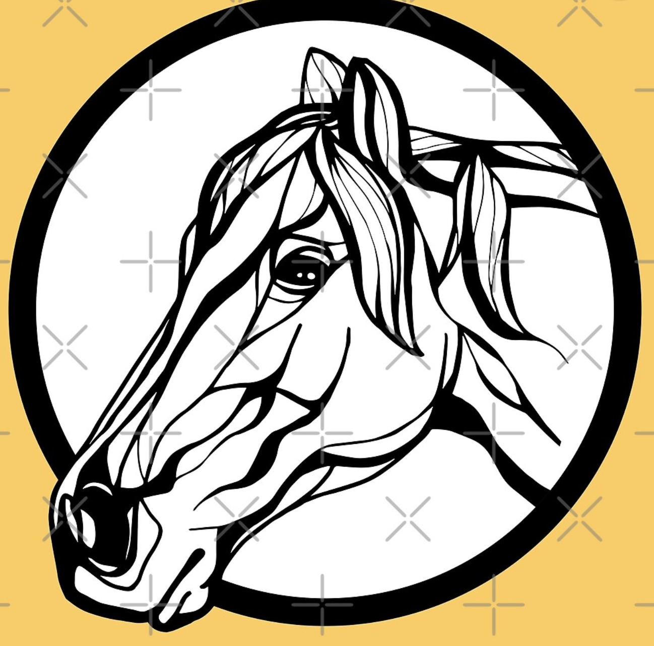 Horse Profile Illustration: Surf