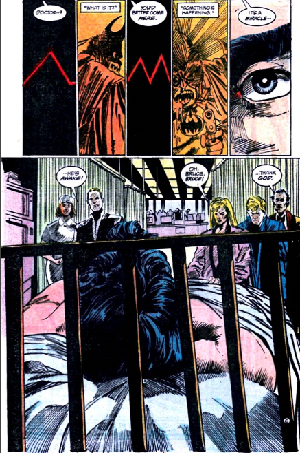 BATMAN IS DEPICTED IN BRUCE'S DREAMS MULTIPLE TIMES AS A ZOMBIE-ESQUE CREATURE; DOES THIS FRAME IMPLY THAT BATMAN WON'T LET BRUCE DIE?