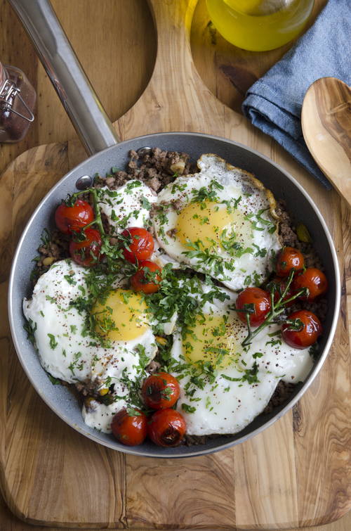 Try This: Braised Eggs with Lamb, Tahini &amp; Sumac