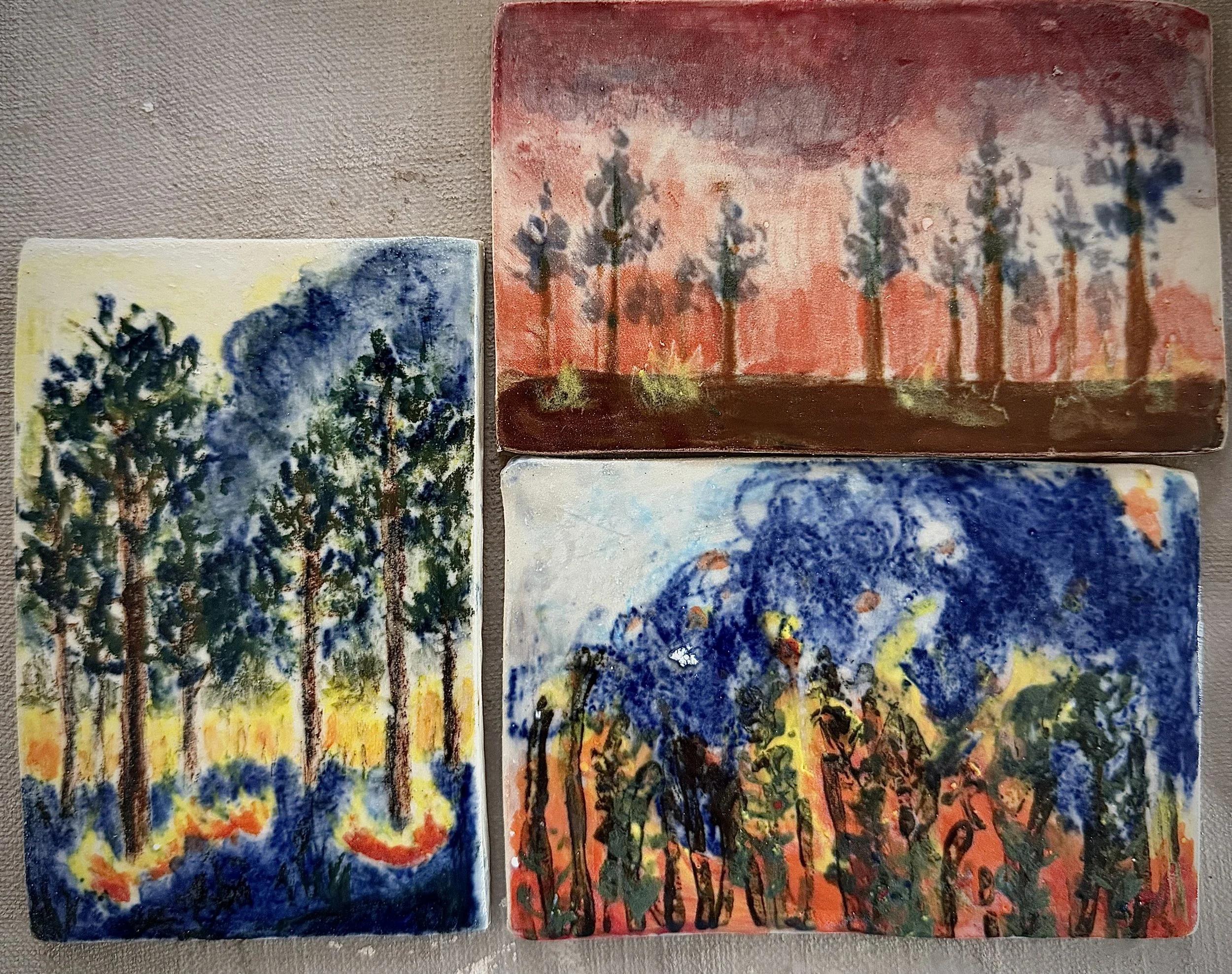 Fire in the Pines tile paintings by Annastasha.jpg