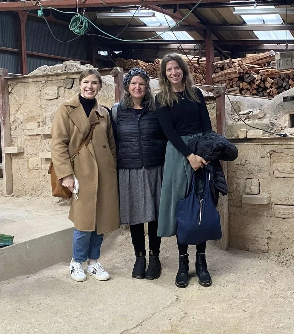 Artist touring anagama kiln in Japan