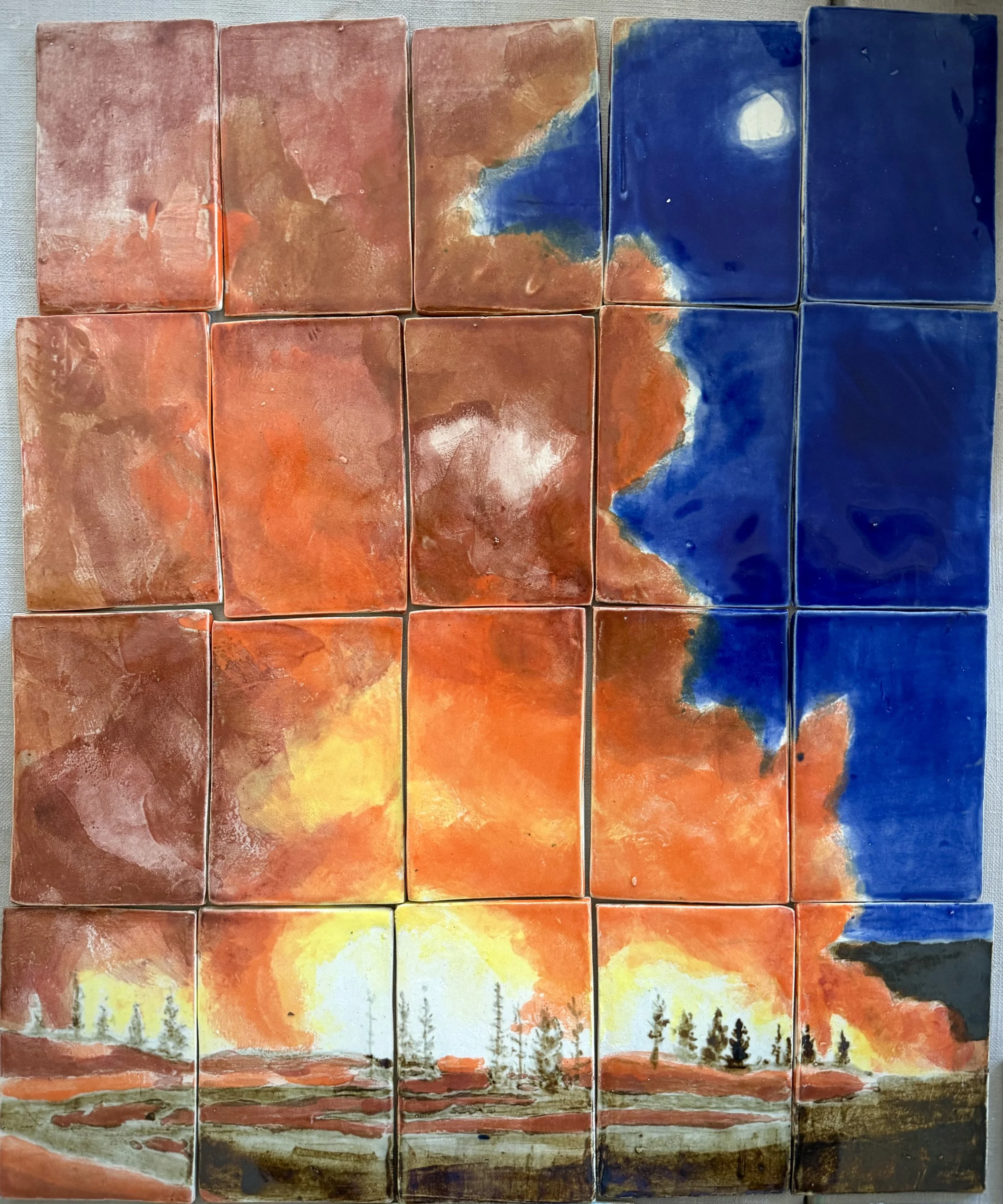 Wildfire and Moonrise tile painting by Annastasha.jpg