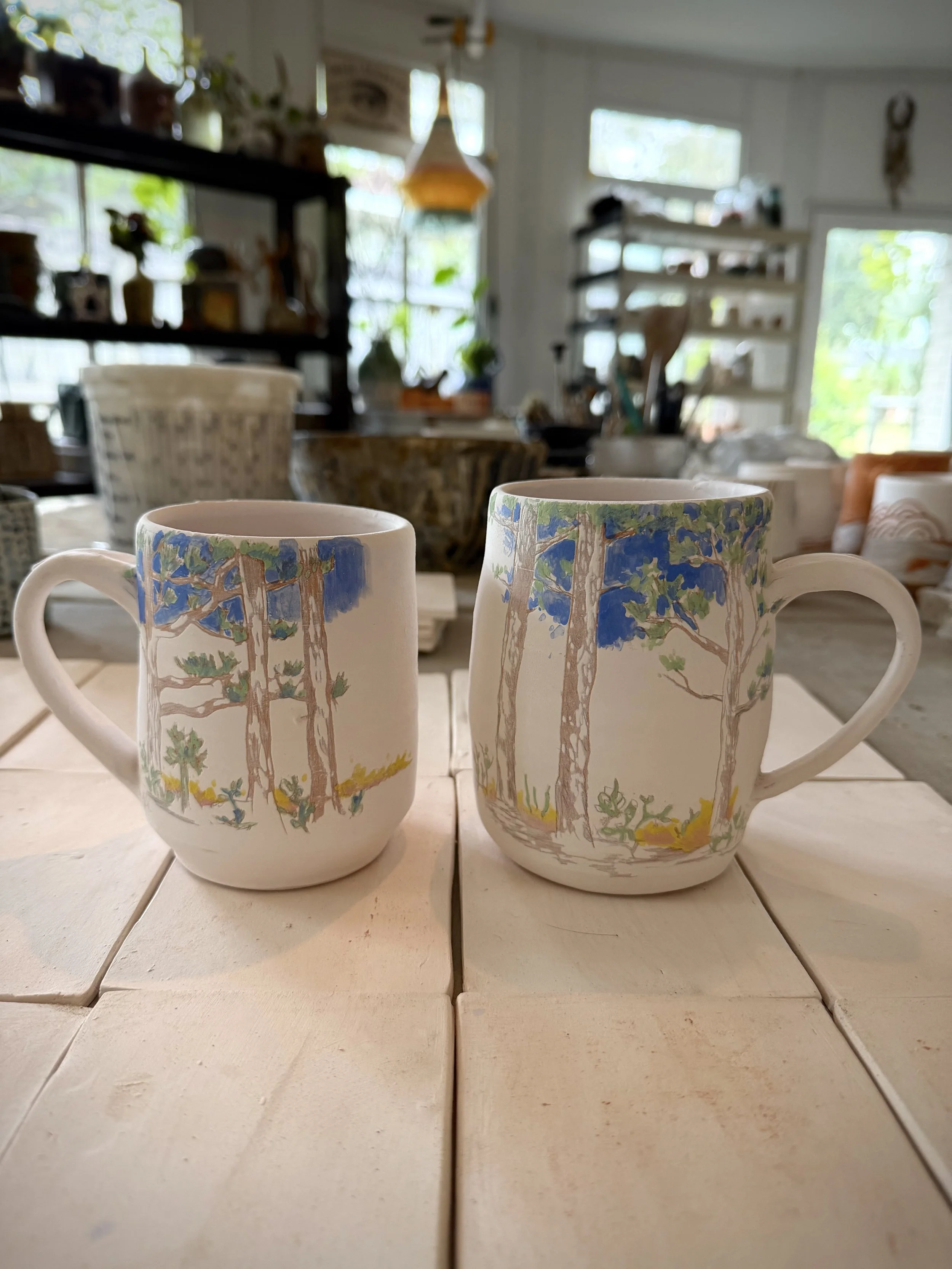 Fire in the Pines mugs before firing.jpg