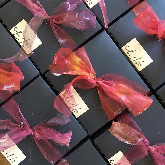 Valentine Box orders all wrapped up - hand dyed silk organza ribbons made by my mama!
#valentineboxes