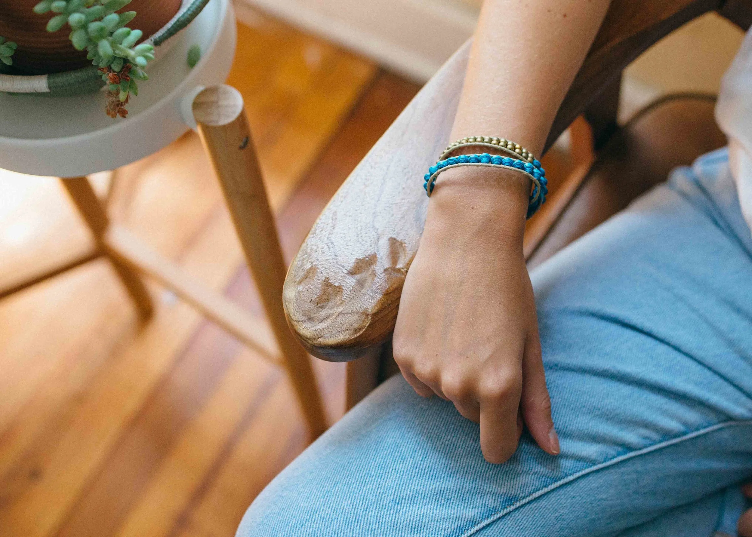 Lena double wrap bracelet gold natural eco-jewelry