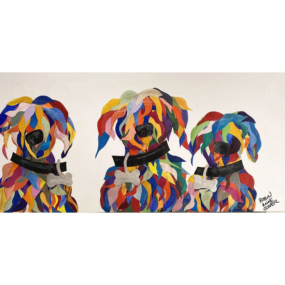 Olive Dress - Multi Watercolor Dogs