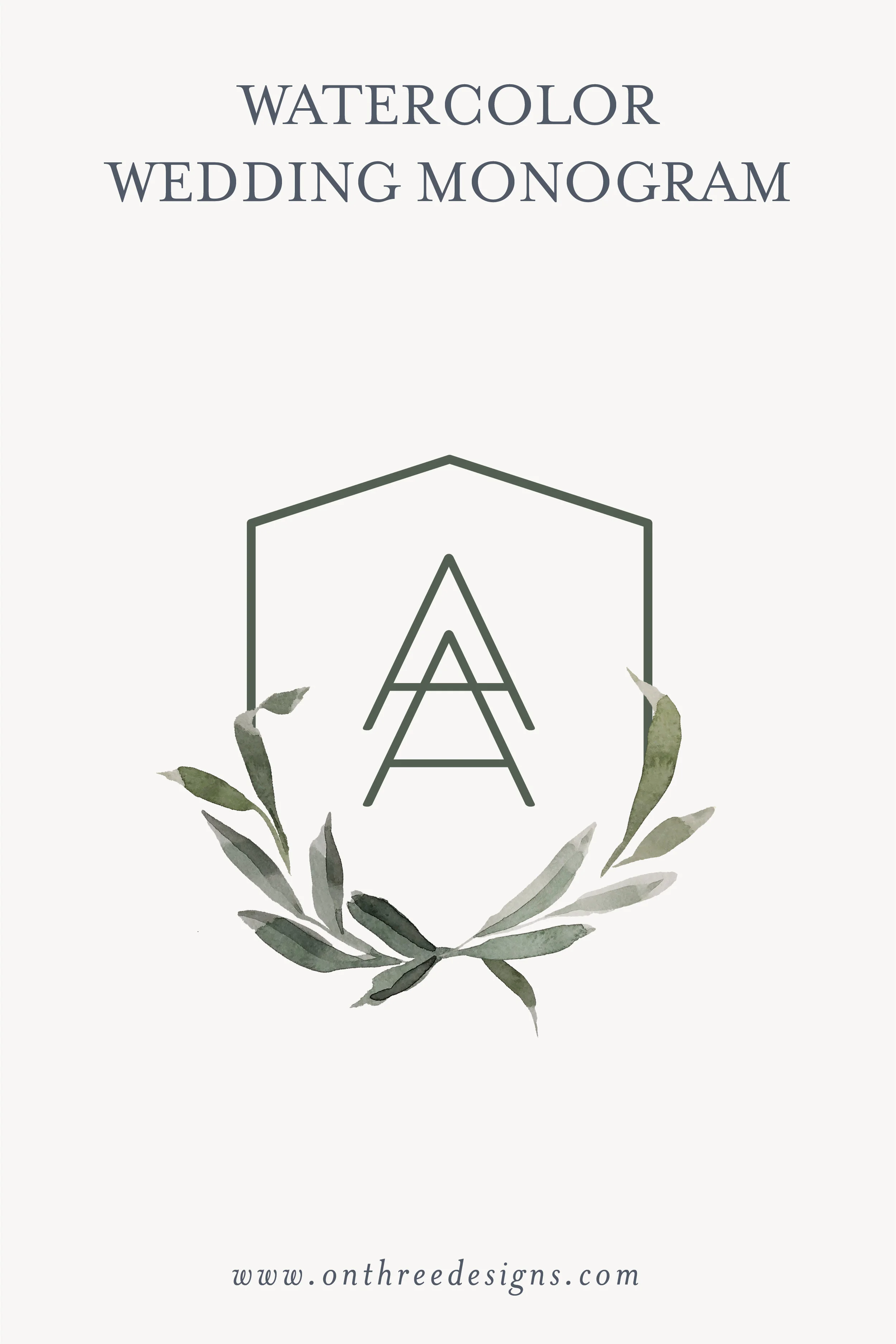 Greenery Watercolor Monogram