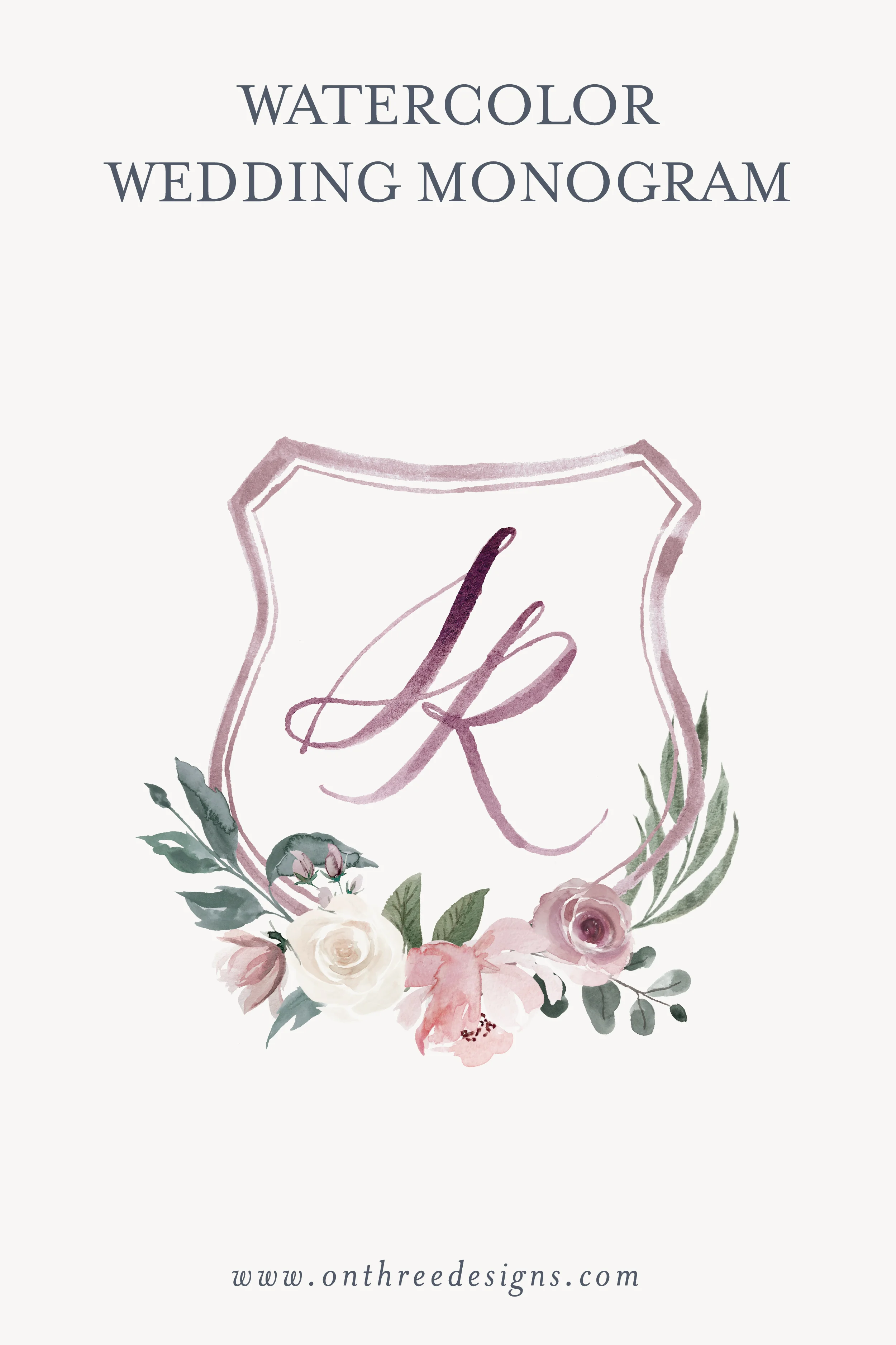 Floral watercolor wedding monogram