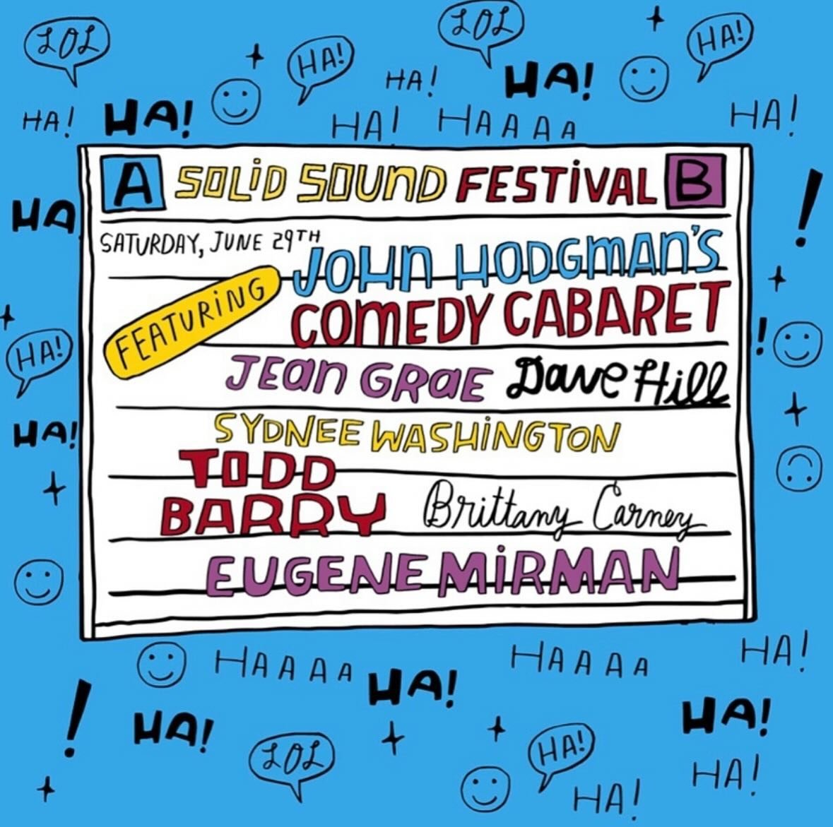 Excited be a part of @johnhodgman&rsquo;s Comedy Cabaret at @wilco&rsquo;s @solidsoundfest in June with friends and legends @jeanniegrigio @mrdavehill @toddbarry @brittany.goblin.carney and @justsydbw!