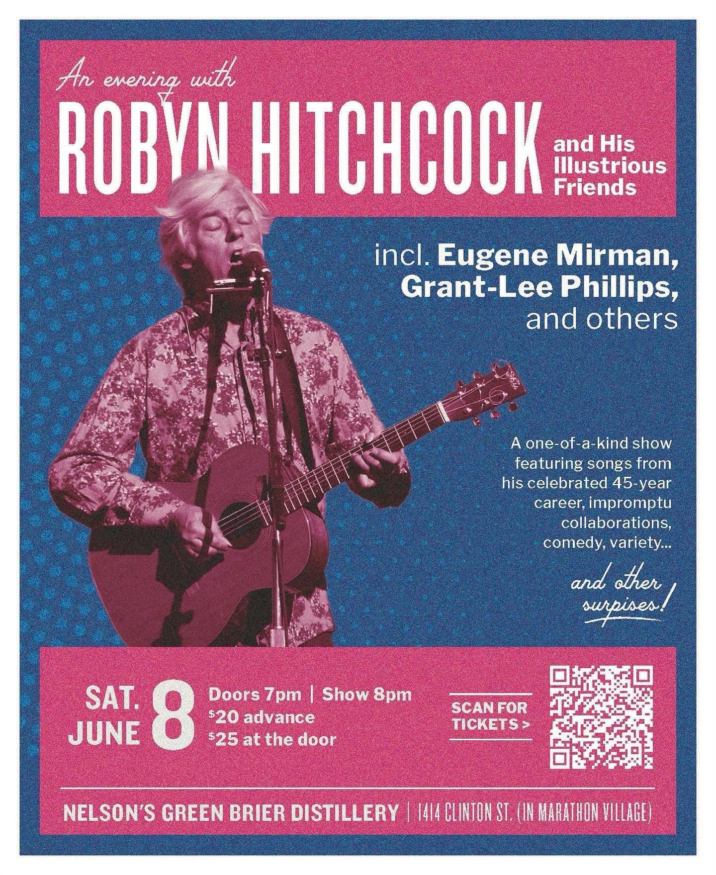 Nashville! I am performing in your wonderful town June 8 as part of @robynhitchcockofficial and His Illustrious Friends! Tix link in bio. Come!