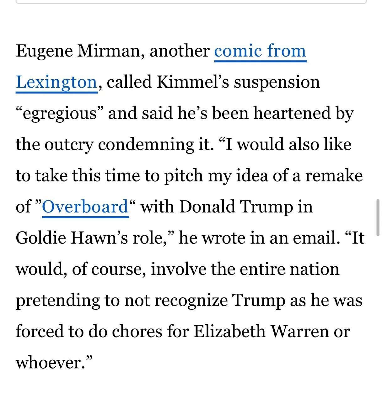 From the Boston Globe. Here&rsquo;s my full quote:

&ldquo;I think it is egregious for the US government to pressure private companies to silence dissenting voices, but I am also heartened by the outcry condemning it on television, in print and socia