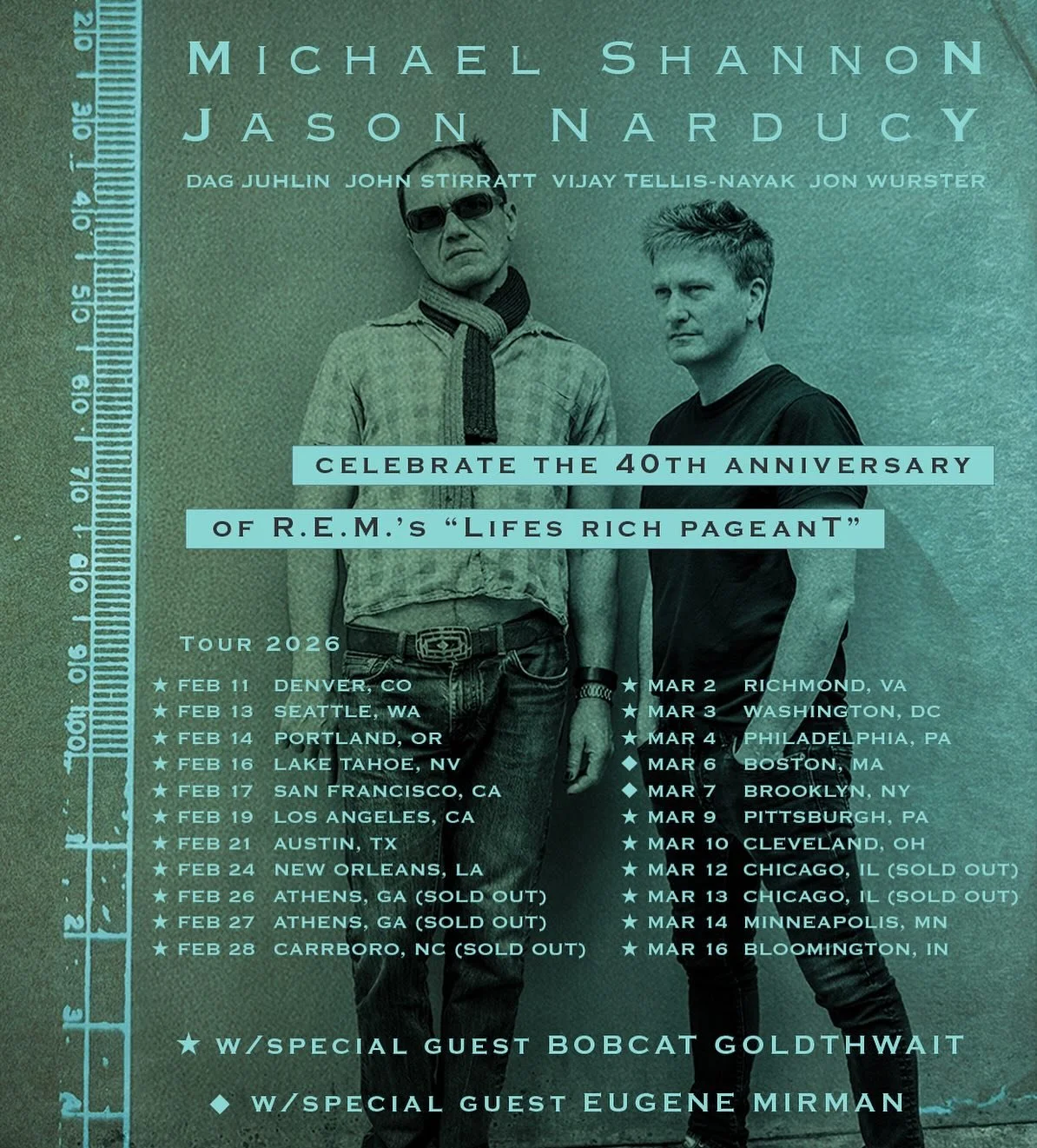 Excited to open these shows in Boston and Brooklyn! See you in March.