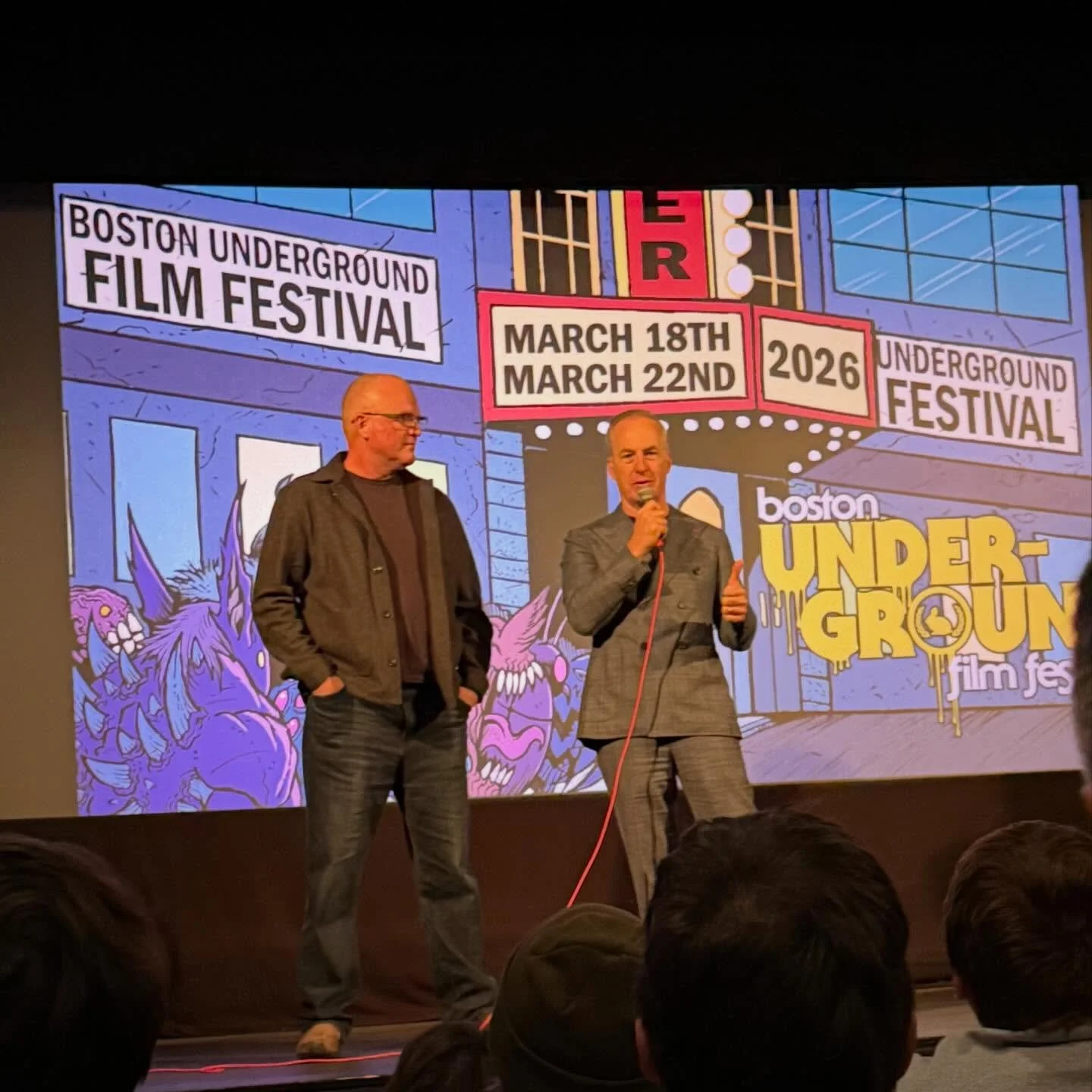 Got to see a screening of Normal as part of the @bosunderground at the @brattletheatre tonight starring @therealbobodenkirk and written by @derekjkolstad and it was super fun! Comes out in a few weeks! Without giving too much away, some people explod