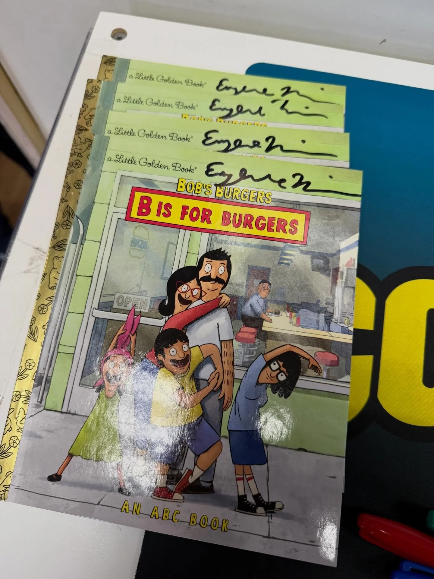 Stopped by @comicazi for Free Comic Book Day and signed some @bobsburgersfox Golden Books!