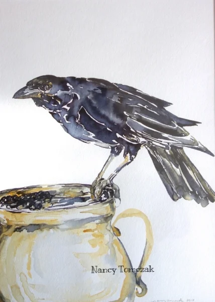 Aesops Fable : The Crow And The Jug