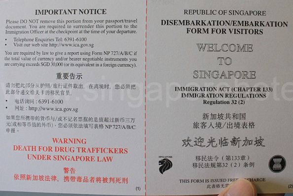  Tarjeta de embarque (Singapur)