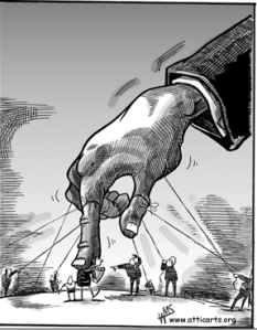 El proceso de mercado no es perfecto y puede verse distorsionado por subvenciones estatales, barreras artificiales a la libre competencia (carteles, monopolios, oligopolio)