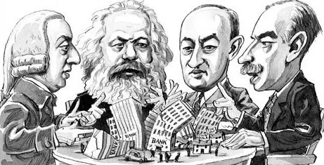 Adam Smith, Karl Marx (18181-1883), Joseph A, Schumpeter (1883-1950) y John Maynard Keynes (1883-1946)