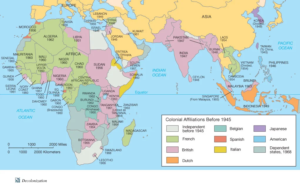 Países colonizados antes de 1945