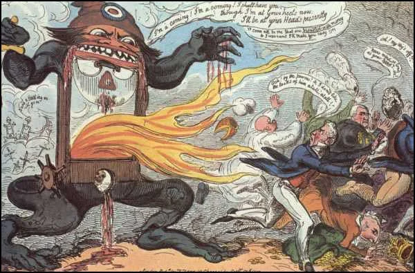 Crítica al exceso de violencia en la que degeneró la Revolución Frances. El símbolo del terror fue la guillotina