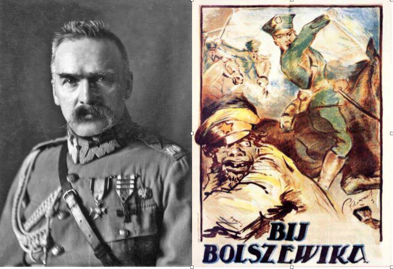 Józef Piłsudski y a la derecha propaganda polaca anti-bolchevique (guerra 1920)