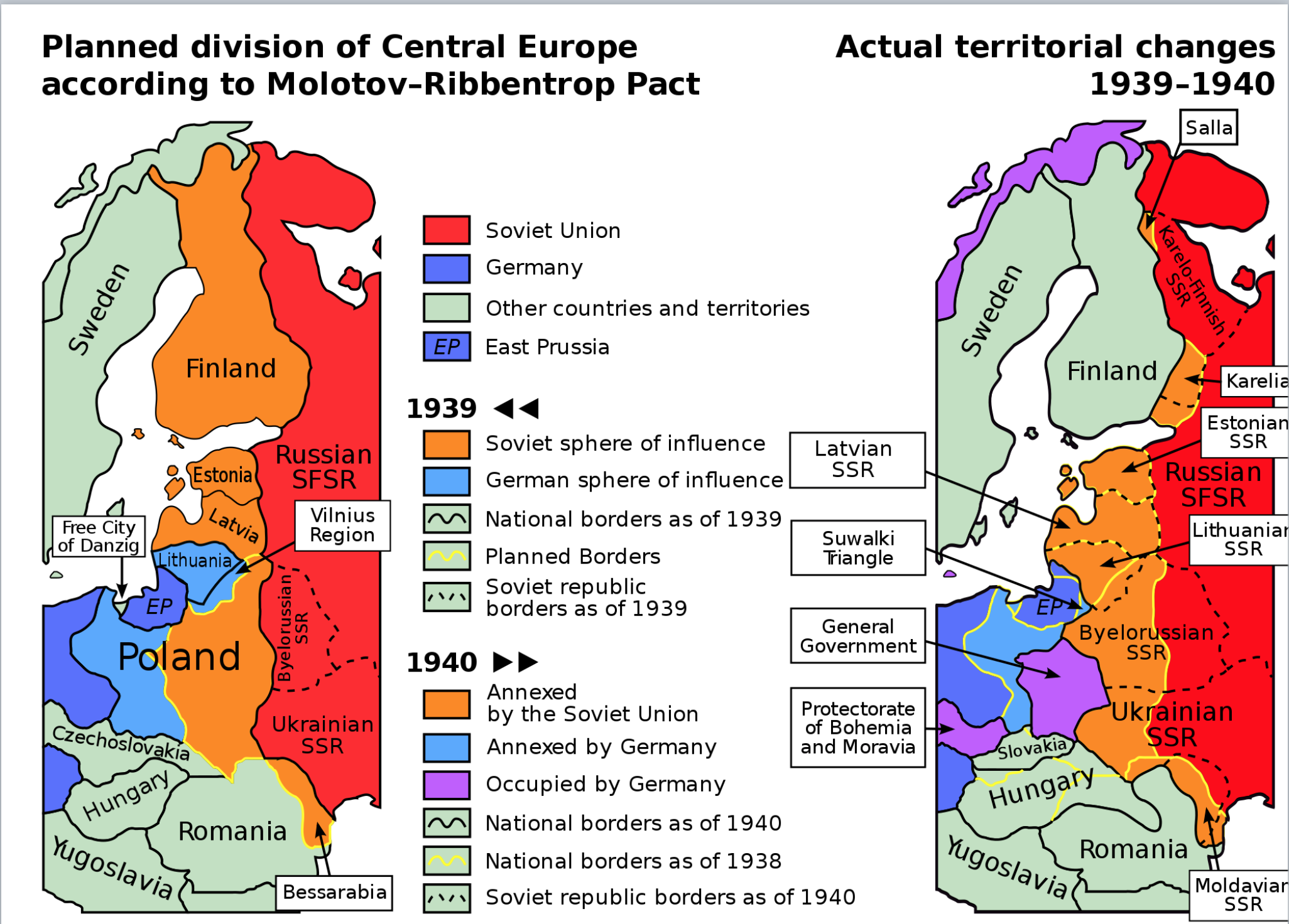 Territorios a repartir fruto del protocolo secreto