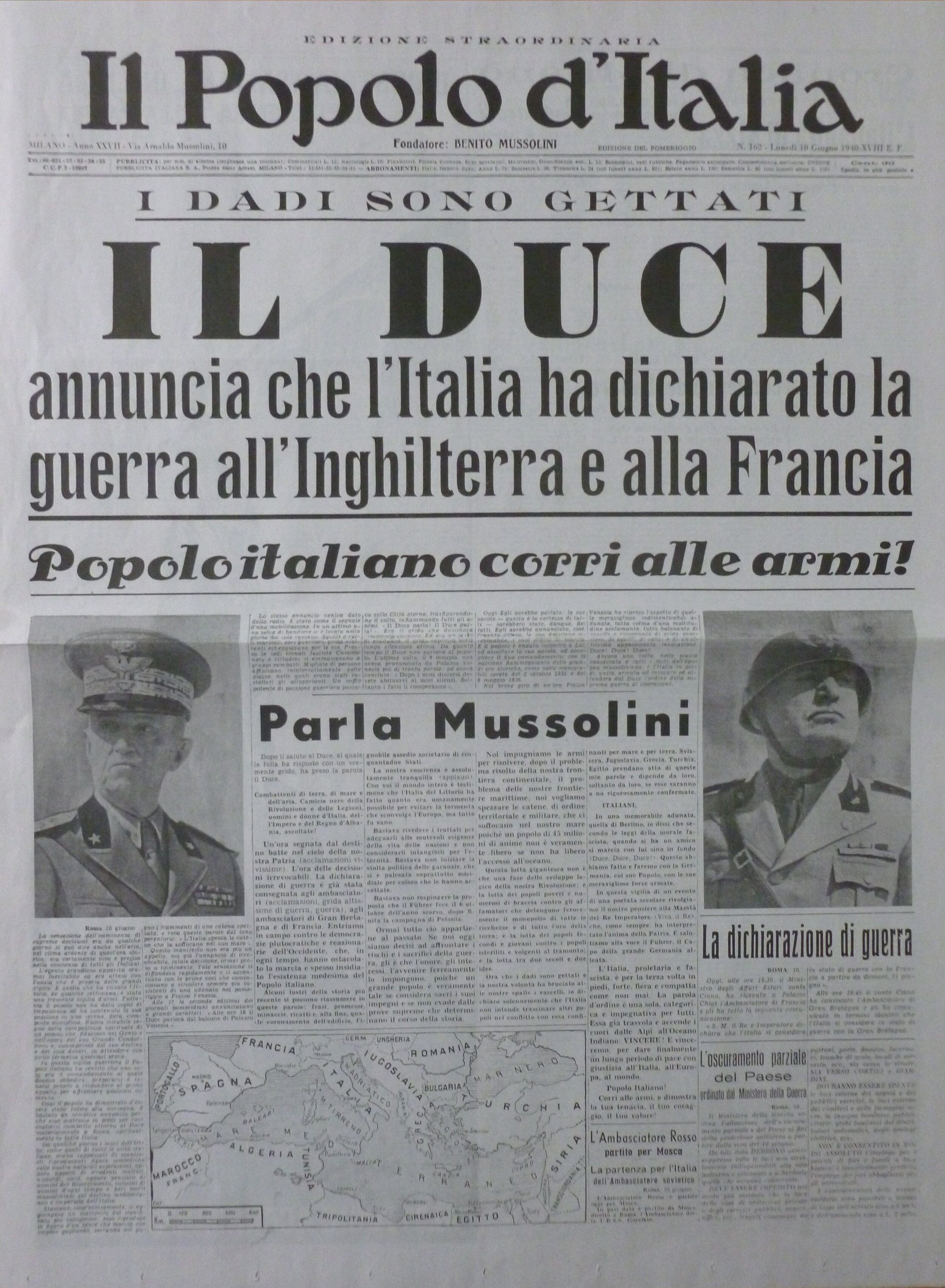 El “Pueblo de Italia”, periódico fundado por Mussolini en 1914