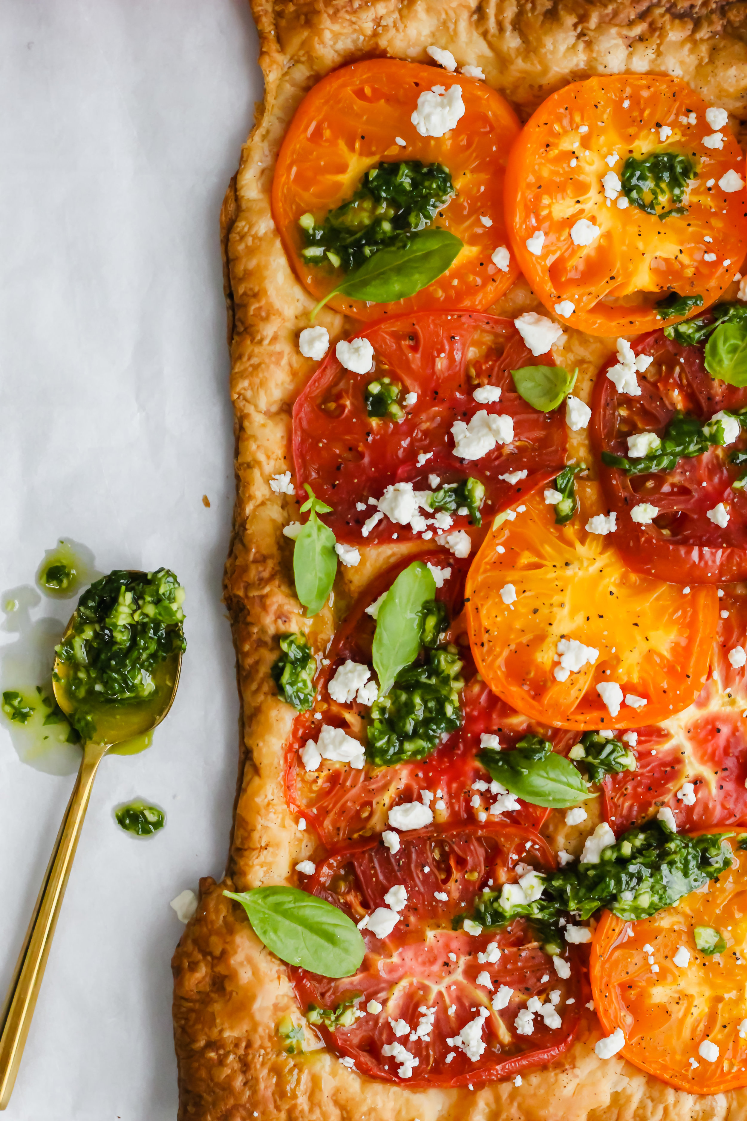 Heirloom Tomato Tart with Basil Sauce by Our Balanced Bowl — Garden ...
